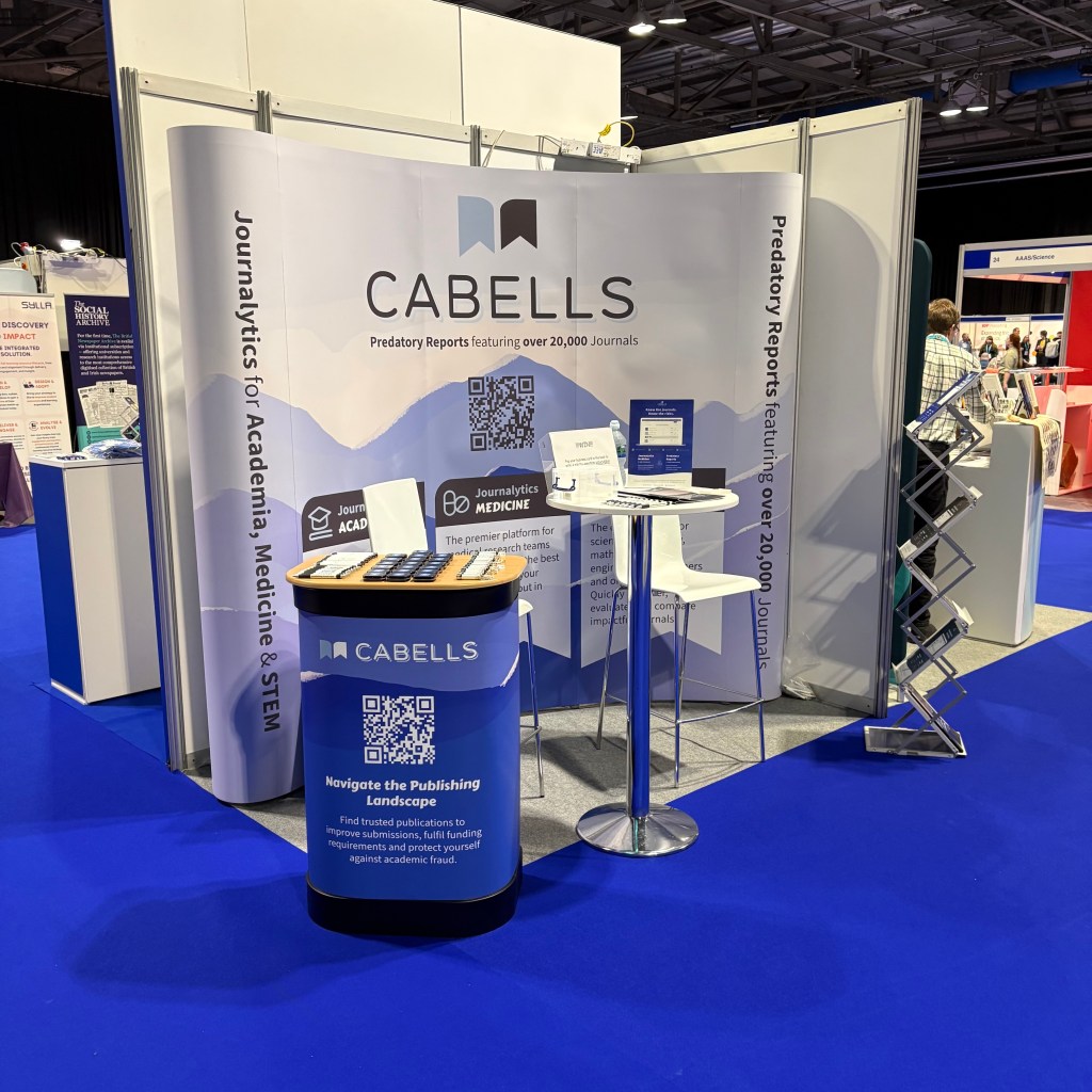 A picture of the Cabells exhibition stand at UKSG 2026 in Glasgow, UK. 