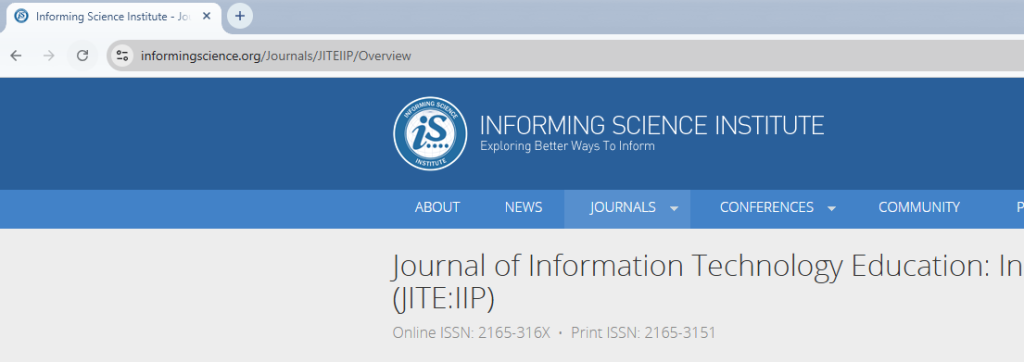 Web header for Journal of Information Technology Education: Innovations in Practice (JITEIIP)